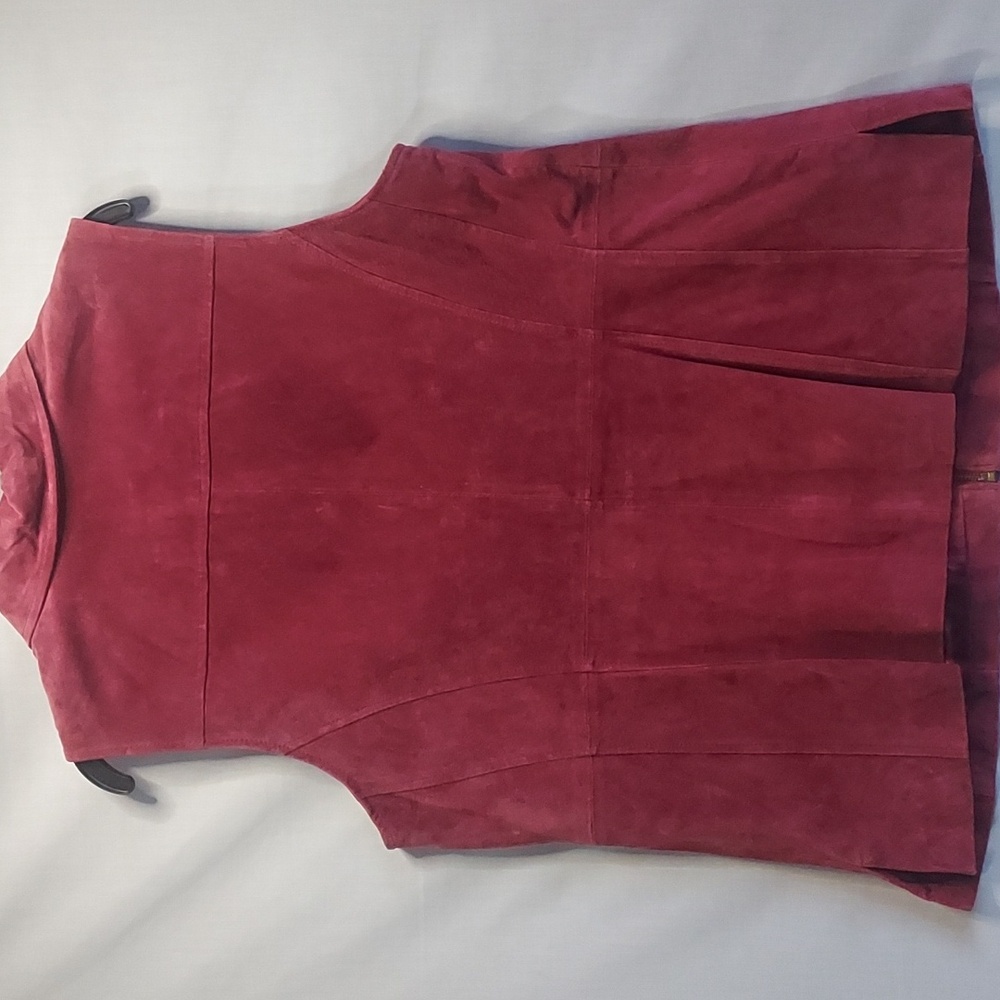 Dennis Basso Red Washable Leather Vest‎ Womens Size Large - Picture 4 of 5